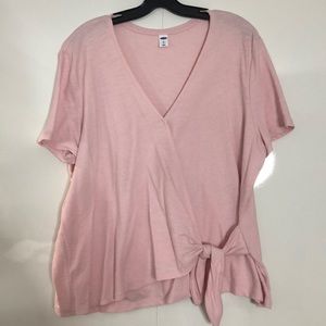 PLUS SIZE PINK WRAP SHIRT